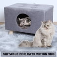 thumbnail image 3 of StarBay Pet Bed Cat Cave Cat Nest Wood Pet House Cat Cave with Mat Cube House for Cats and Small Dogs, Cotton Linen Cover, Solid Wood Legs, 3 of 9
