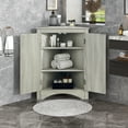 thumbnail image 3 of Bellemave Modern Triangle Bathroom Corner Cabinet, Bathroom Storage Cabinet with Adjustable Shelves, Freestanding Floor Cabinet for Bathroom, Living Room, Bedroom, Kitchen (Oak), 3 of 14