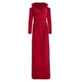 thumbnail image 4 of LoyisViDion Women Plus Size Dress Clearance Fashion Women'S Elegant Sexy Long Sleeve V-Neck Dress Solid Color Long Dress Skirt Dress Red 8(L), 4 of 5