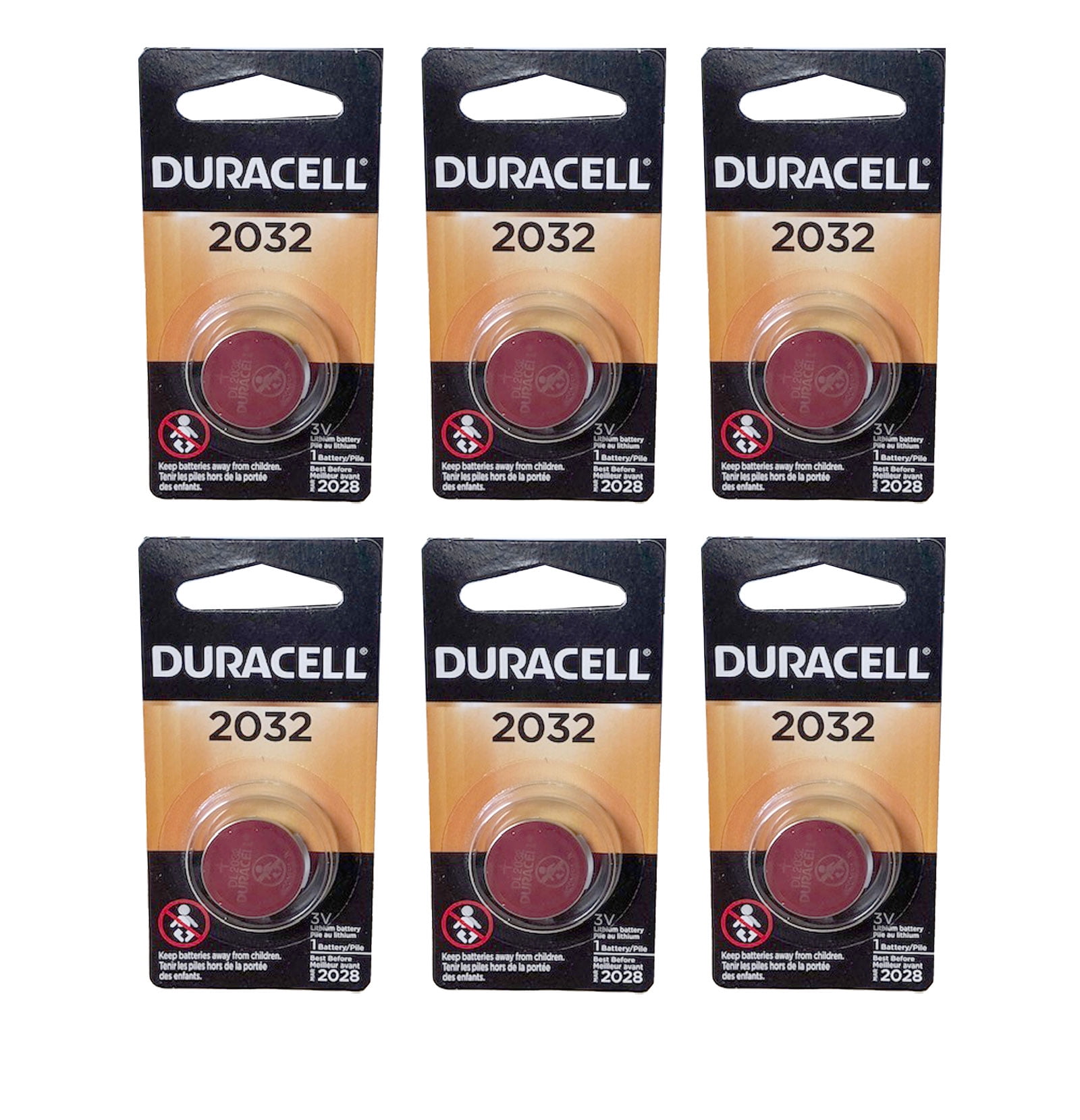 6X Duracell DL2032 3V Lithium Coin Battery SBT15 EA2032C LF1/2V