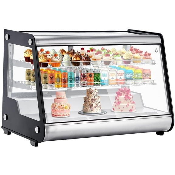 Refrigerated Display Cabinet, 6.5 Cu.Ft./183L Commercial Cake Display Refrigerator, 2-Story Countertop Pastry Display Cabinet, Single-Door Merchandiser With Universal Wheel, Interior Led Lighting