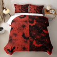 thumbnail image 2 of Homewish Halloween Bat Spider Web Twin Quilt Set, Grunge Halftone Twin Coverlet Set, Red Black, 2 Pieces 1 Bedspread and 1 Pillowcase, 2 of 7