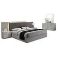 thumbnail image 2 of Modern Luxurious 5PC Eastern King Size Bedroom Set, High Gloss Lacquer Finish, LED Lighting, Silver/Gray, 2 of 8