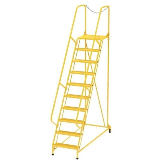 Vestil LAD-MM-10-P-YL 24 in. Steel 10 Step Perforated 58 deg Maintenance Ladder - Yellow