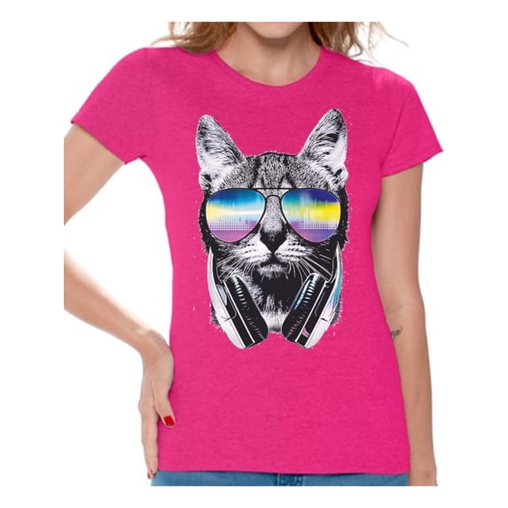 Awkward Styles Cat T-Shirt Sunglasses T Shirts for Women
