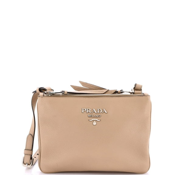 Pre-Owned Double Zip Crossbody Bag Vitello Daino Small By Rebag