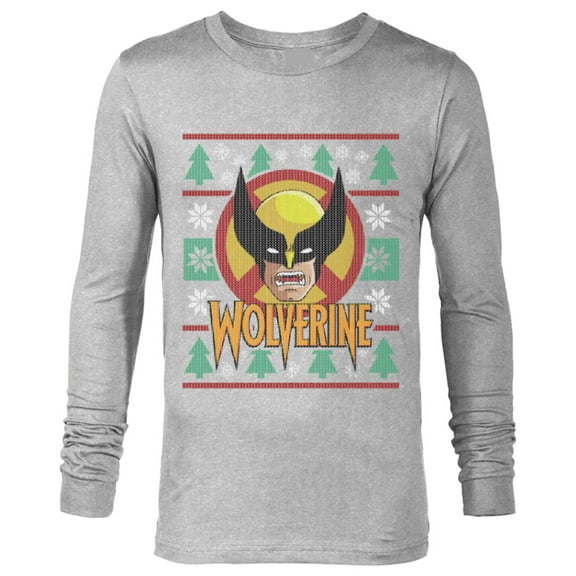 Marvel X-Men Wolverine Holiday Sweater - Long Sleeve T-Shirt for Men - Customized-Athletic Heather