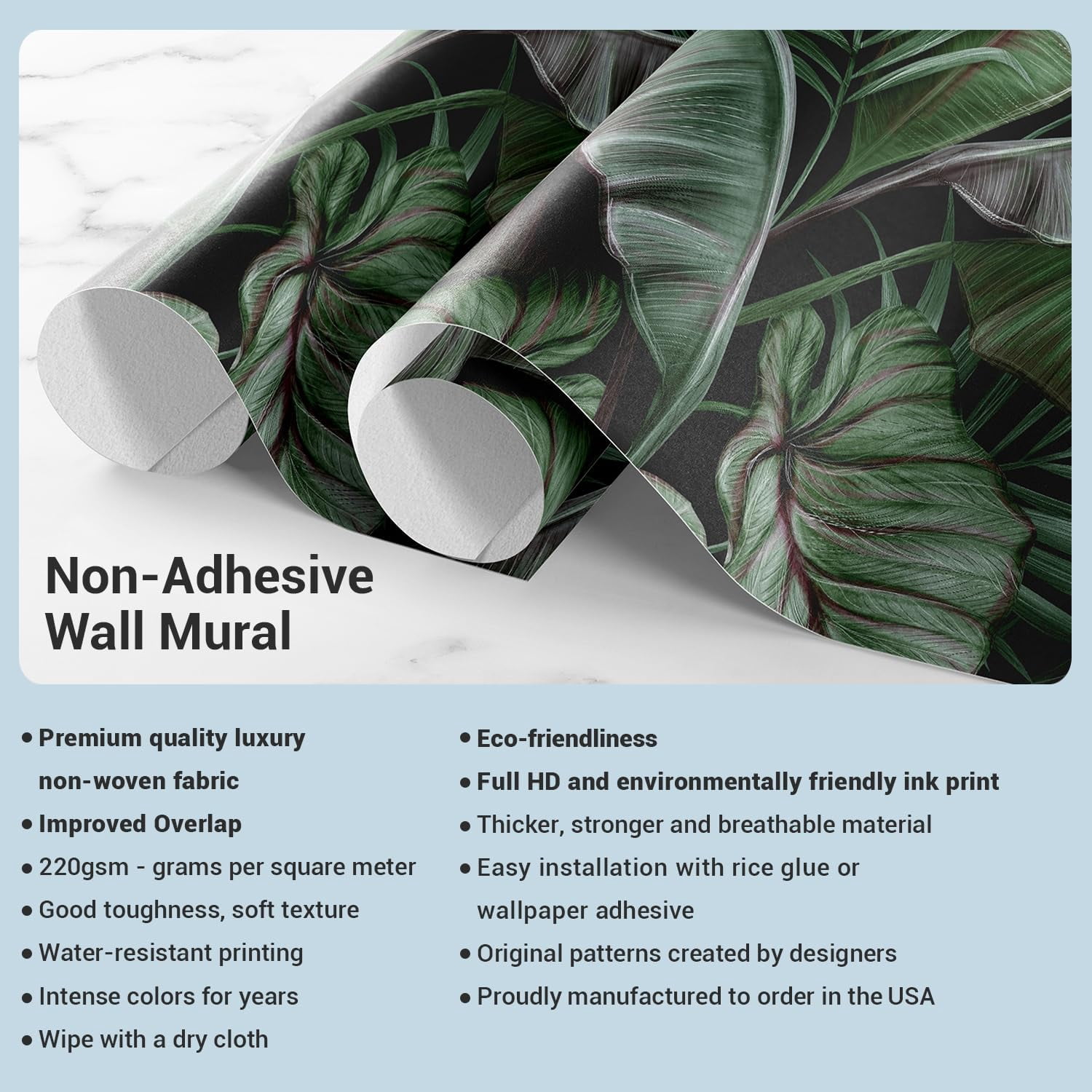 Idea4wall 2pcs Vintage Floral Elegant Blooming Roses Watercolor Wall Murals, Not Peel and Stick, Non-Woven Wallpaper Large Wall Decoration for Rooms, 48"x72"