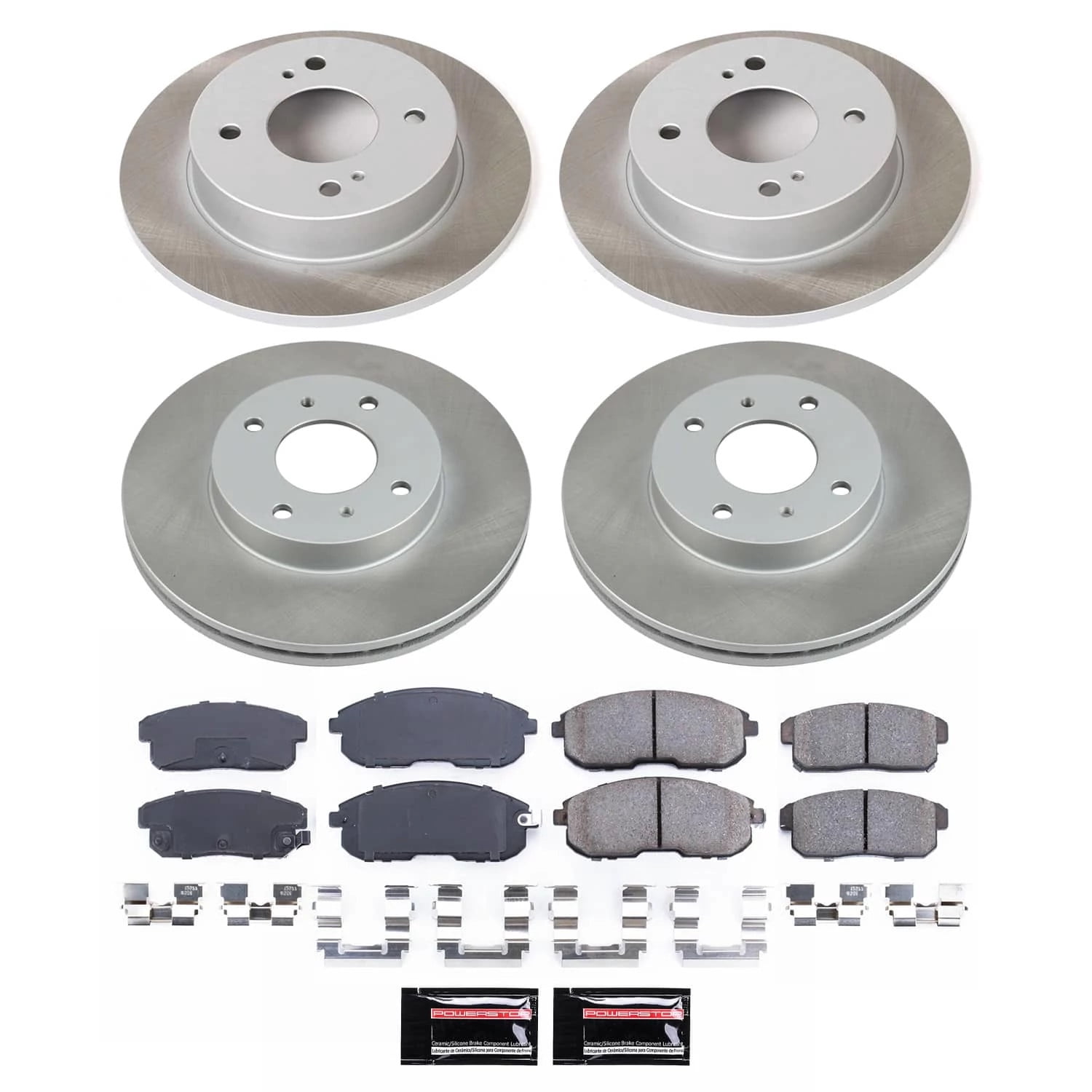 PowerStop Front and Rear Semi-Coated Rotor and Low-Dust Ceramic Brake Pad Kit SC751