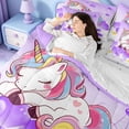 thumbnail image 5 of jejeloiu Cute Uniocrn Twin Bedding Sets 7-Piece,Cartoon Colorful Animal Bedding Comforter Set,Purple heart balloon Sheet Sets For Girls,Ultra Soft Home Decor, 5 of 8