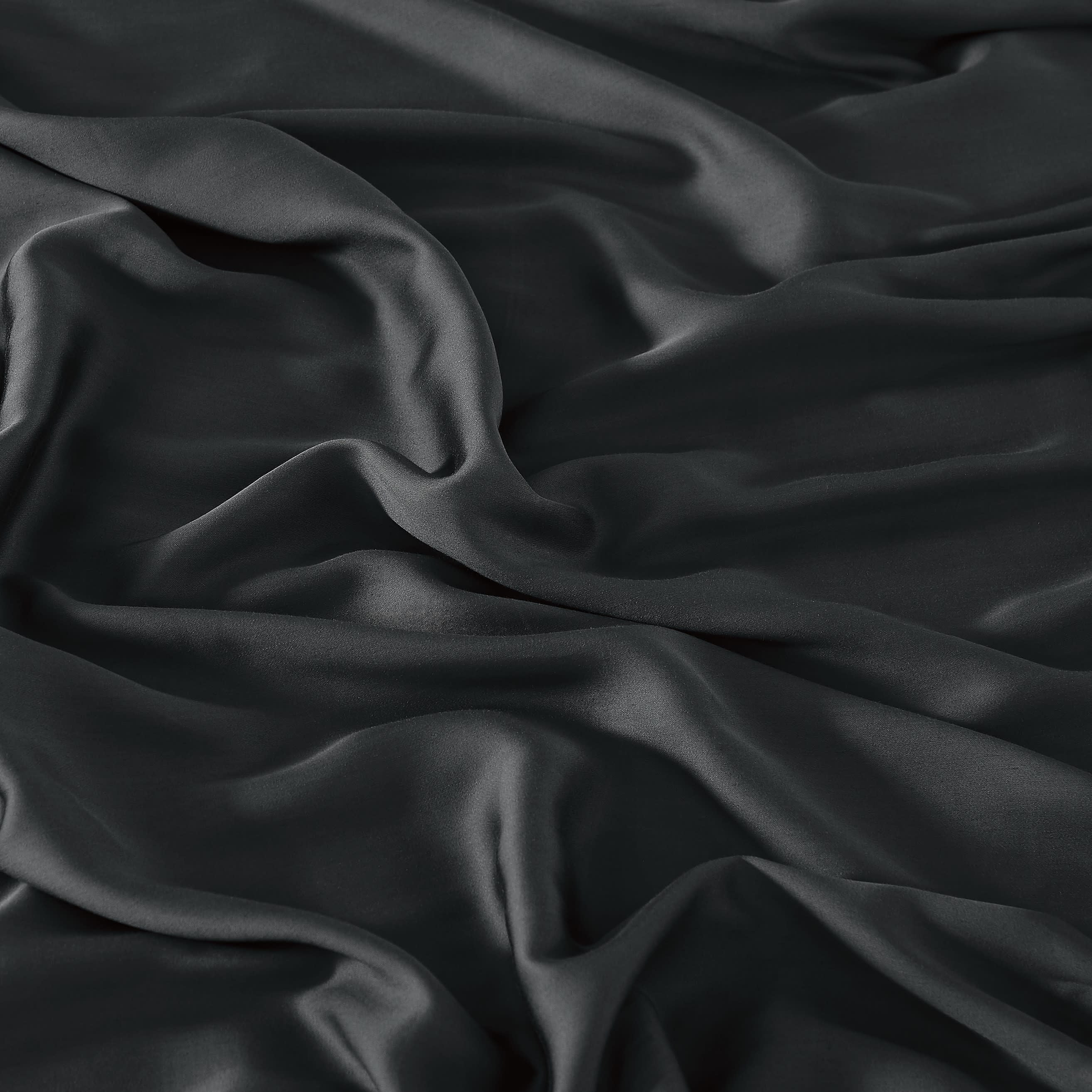 Brooklyn Loom 300 Thread Count Sateen 100% Rayon from Bamboo Deep Pocket 4 Piece Queen Sheet Set in Charcoal, All Season, Adult Size, OEKO-TEX Certified