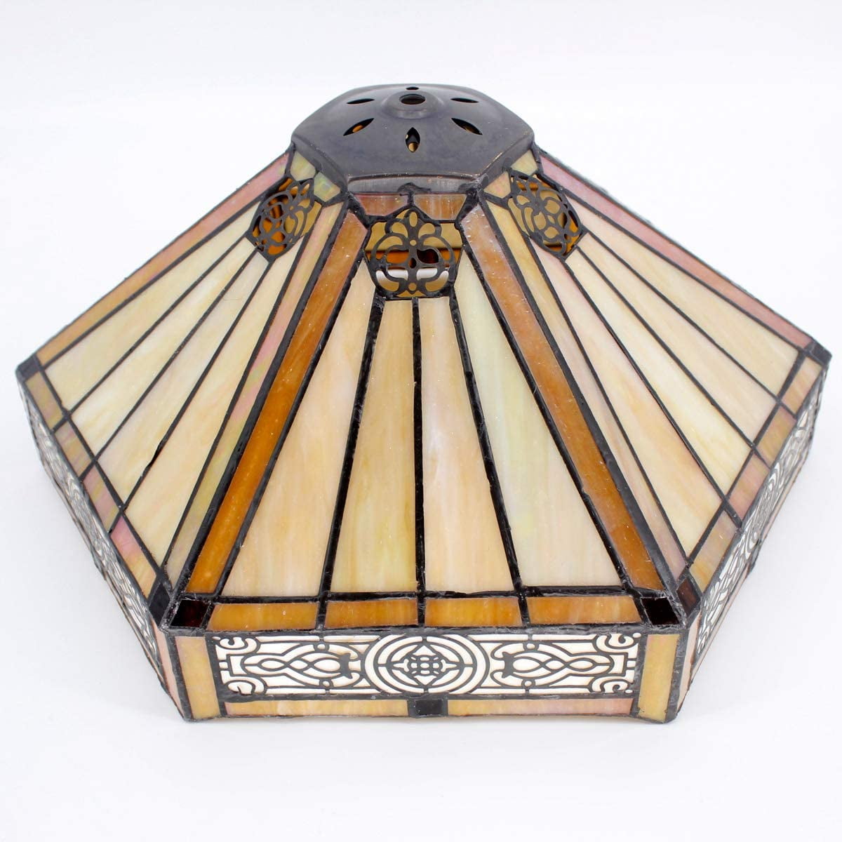 Tiffany Floor Lamp W16H64 Inch Yellow Stained Glass Hexagon Mission Style Shade Antique Standing Read Lighting Resin Base 2E26 S011 LAMPS Lover Gift Bedroom Living Room Bedside Coffee Table