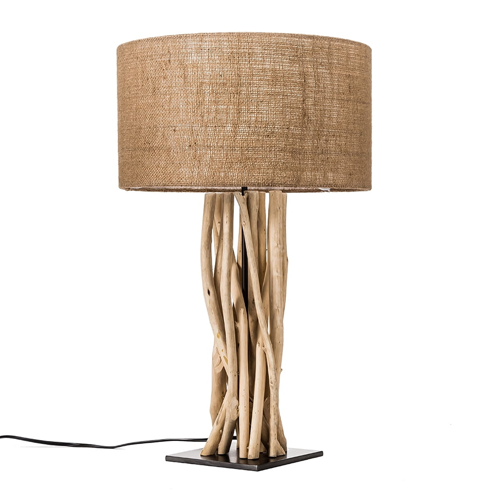 Modern Home Driftwood Nautical Wooden Table Lamp w/Block Base (Dark ...