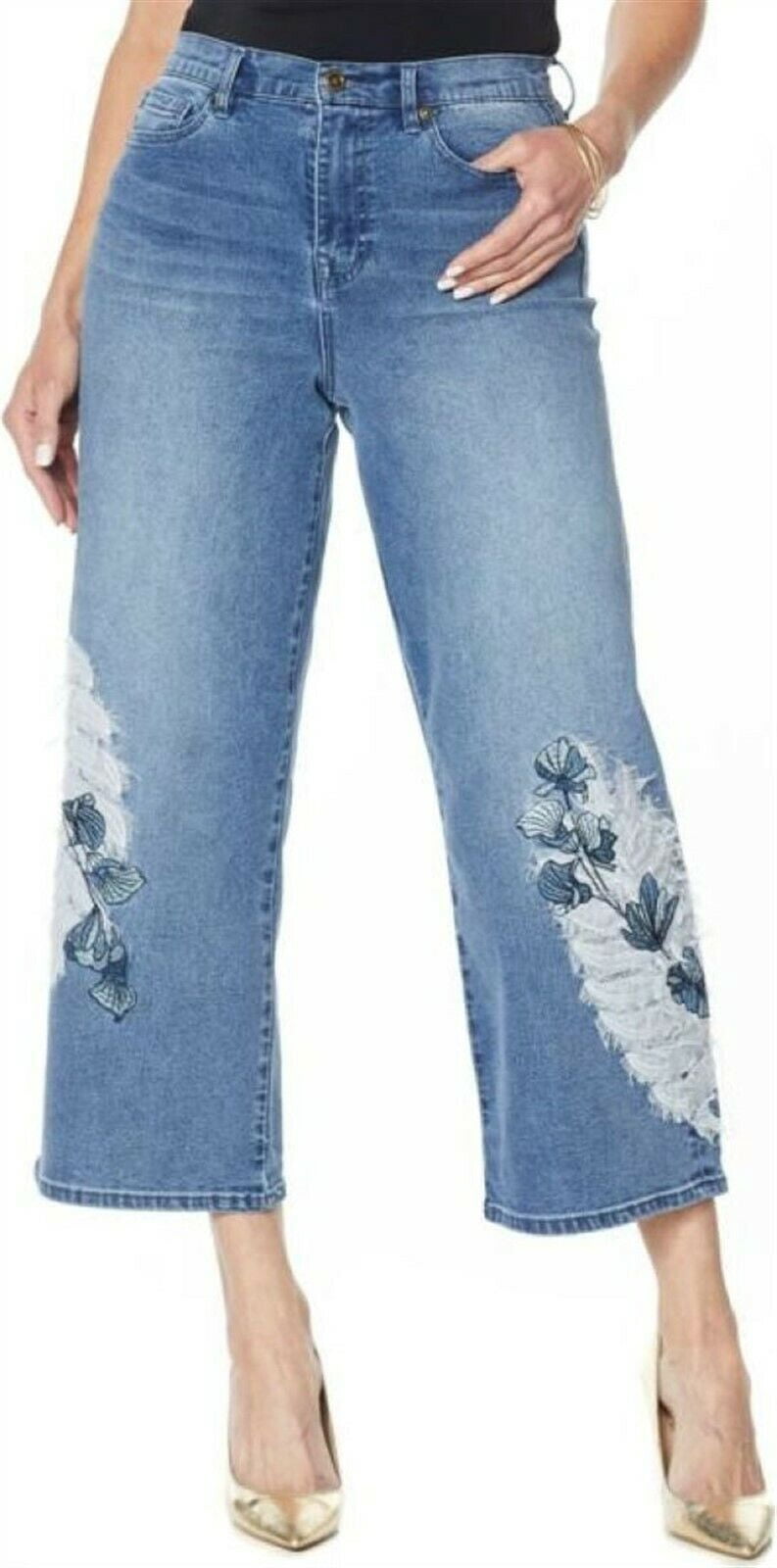 DG2 Diane Gilman Embroidered Cropped 