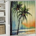 thumbnail image 6 of Shiartex Palm Tree Beach Sunset Printed Shower Curtain 100% Polyester Fiber Bathroom Home Bathtubs Decoration with Hooks 36x72, 6 of 7