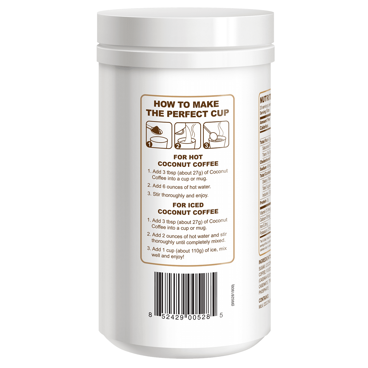 CAcafe Coconut Instant Coffee, Medium Roast, 19.05 Oz