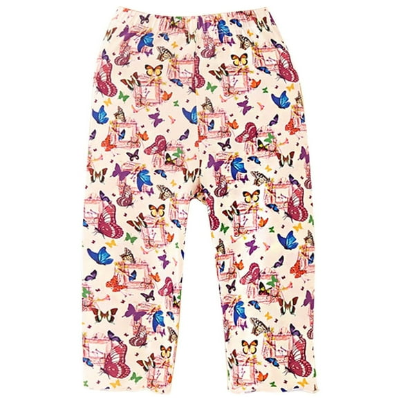 Odeerbi 1-6 Años Niñas Leggings Florales Calcetines Elásticos Pantalones Capris Patrón de Verano Bajo Calcetines