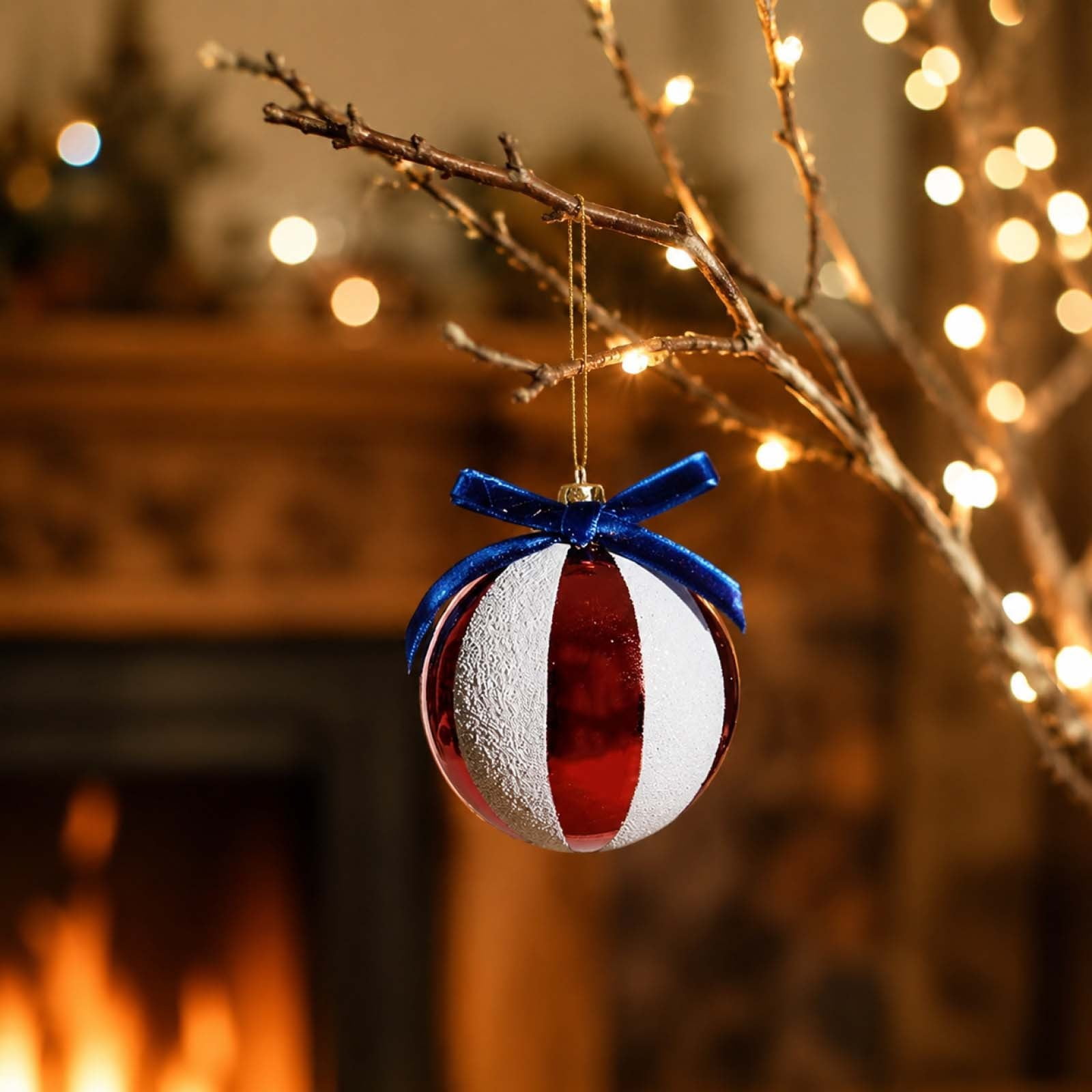 AURIGATE 4th of July Ornaments 12 Pack, Patriotic Red White Blue Hanging Ball Set, 2 Size USA Flag Decorative Balls for Independence Day Tree Home Party Decor