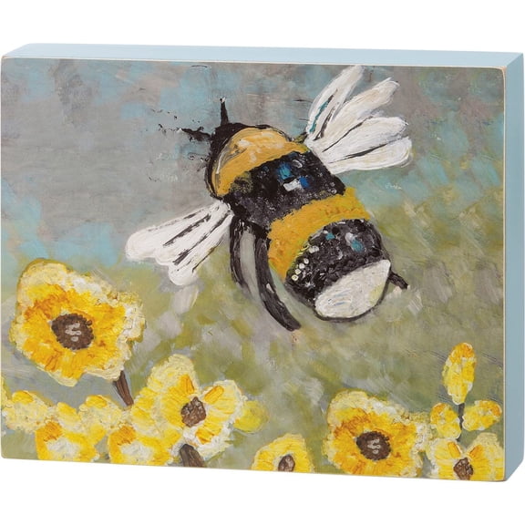 Primitives By Kathy 113440 Bumble Bee Box Sign, 11-inch Length, Wood