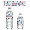 Distinctivs Red and Blue Train Birthday Party Water Bottle Labels, 24 Wrappers