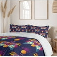 thumbnail image 6 of Ambesonne Exotic Duvet Cover Set, Vivid Flowers Pineapples, 2-Calking, Multicolor, 6 of 7