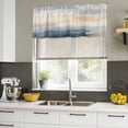 thumbnail image 4 of Navy Blue Beige Gray Curtain Valances for Windows, Kitchen Valance Window Treatments Panel 2 Pack, Modern Abstract Art Rod Pocket Short Curtains for Bathroom Bedroom 42 x 12 Inch, 4 of 8