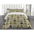 thumbnail image 3 of Ambesonne Grunge Quilted Bedspread Set 3 Pcs, Horizontal Retro Motifs, Queen Size, Multicolor, 3 of 5