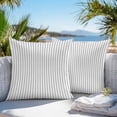 thumbnail image 3 of Throw Pillow Covers 16x16 Inch Set of 2, Grey Vertical Striped Waterproof Outdoor Pillow Covers, Farmhouse Thin Line Stripes Decorative Cushion Pillowcases for Couch, Sofa, Bed, Garden, Patio, 3 of 9