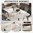 thumbnail image 3 of 62.99" Modern Artificial Stone White Pandora Curved Edge Dark Grey Metal Leg Dining Table for 6 People (Dining Table Only) - Spacious & Practical for Daily Use, 3 of 10