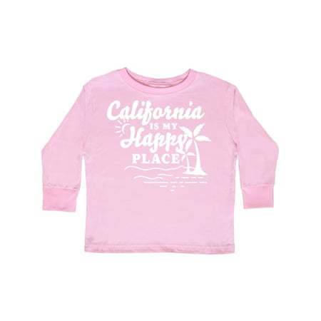 

Inktastic California is My Happy Place with Palm Trees Gift Toddler Boy or Toddler Girl Long Sleeve T-Shirt