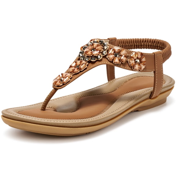 Ablanczoom Flip Flops Womens Sandals: Comfortable Flat Sandals for Women Beach Shoes with Elastic Ankle Strap