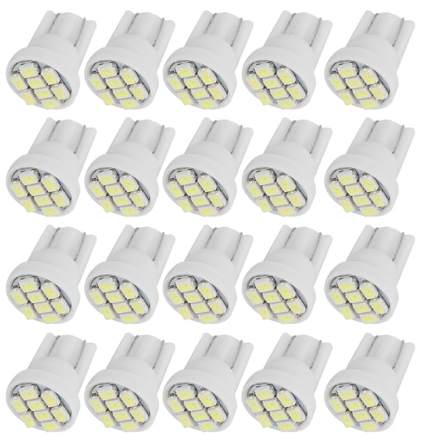 20pcs 12V Bombillas T10 LED Blanco 8-SMD-1210 Cuña Luces para Panel Tablero de Auto