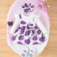thumbnail image 2 of Girls' Dresses Toddler Girls Long Sleeve Floral Prints Dance Party Princess Dress Clothes Baby Girl Dress Purple 3 Months-6 Months, 2 of 6