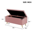 thumbnail image 7 of Storage Ottoman Bench, Modern Corduroy End of Bed Bench with Flip Top Lid and Golden Metal Legs, Comfy Upholstered Entryway Bench with Safety Hinge for Bedroom Living Room, Pink, 7 of 7