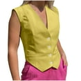 thumbnail image 4 of Timegard Tank Top for Women Button up Vests V Neck Slim Sleeveless Solid Color Top Summer Fashion, 4 of 5