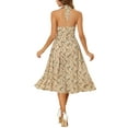 thumbnail image 3 of INSPIRE CHIC Halter Neck Floral Dress for Women's Summer Sundress Sleeveless Lace Up Midi Dress XS Beige, 3 of 6