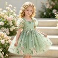 thumbnail image 4 of Curuila Child Toddler Girls Dress Short Sleeve Floral Embroidered Square Neck Fashionable Dresses Size 4 Years, 4 of 9
