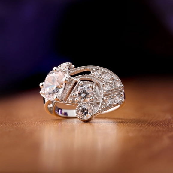 Eclet Jewels Brilliant 1.8 Ct Round Cut Diamond Ring - 14K White Gold Plated Ring - Milgrain Wedding Proposal Rings for Her - Retro Inspired Style Anniversary Prong Setting Ring for Women's