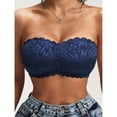 thumbnail image 5 of WCJM Bra Women Comfortable Strapless Bra Lace High Support Breathable Lightly Padded Wireless(Dark Blue,L), 5 of 6