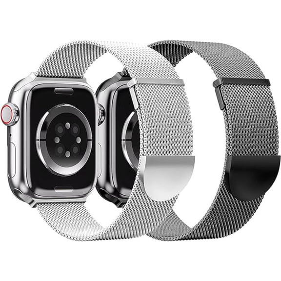 2 Pack Metal Mesh Magnetic Band for i Watch Band for Women Men