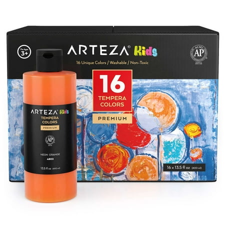 UPC: 0810386031884 | Arteza Kids Crafts Premium Tempera Paint  Assorted Colors  400ml Bottles – 16 Pack