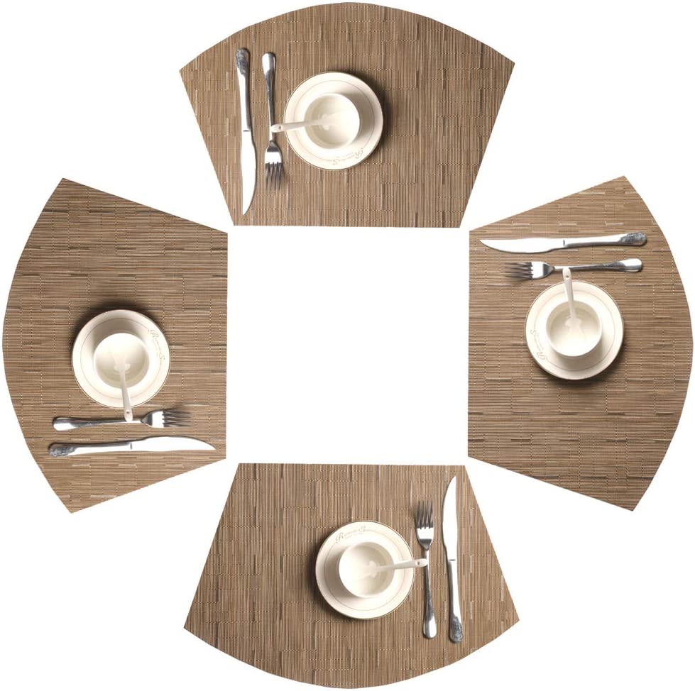 Round Table Placemats Set of 4 Wedge Placemats Heat Resistant Woven