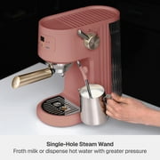 Thyme & Table Barista Mini Espresso Machine with 15-Bar Pressure and Steam Wand, Faded Rose