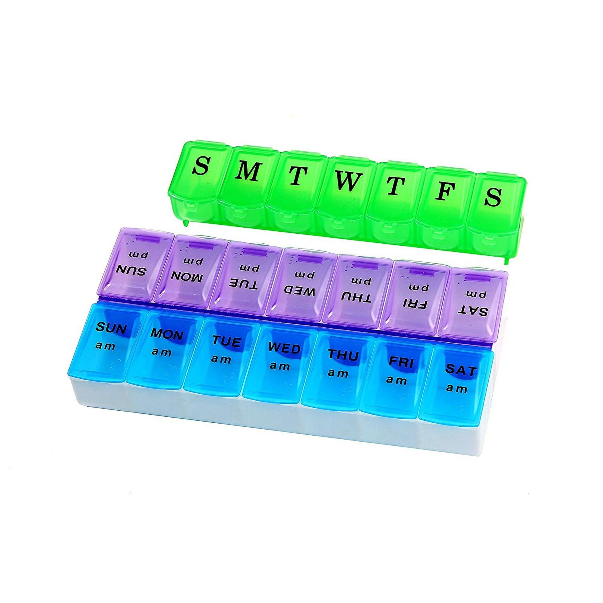 Pill Organizer Travel Pill Case and Weekly Pill Organizer Bundle Set