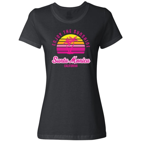 Inktastic Summer Enjoy the Sunshine Santa Monica California in Pink Women's T-Shirt
