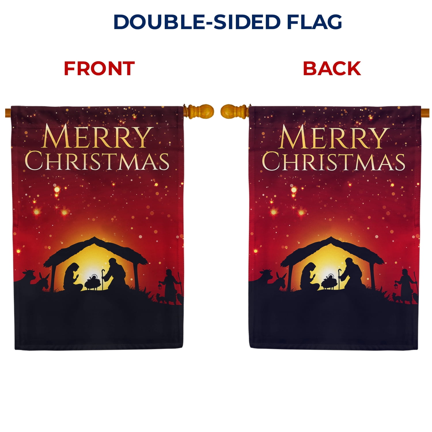 America Forever Merry Christmas Holy Nativity House Flag 28 x 40 Inch Double Sided Outdoor Yard Decorative Holiday Star of Bethlehem Jesus Birth Wise Men Holy Night House Flag