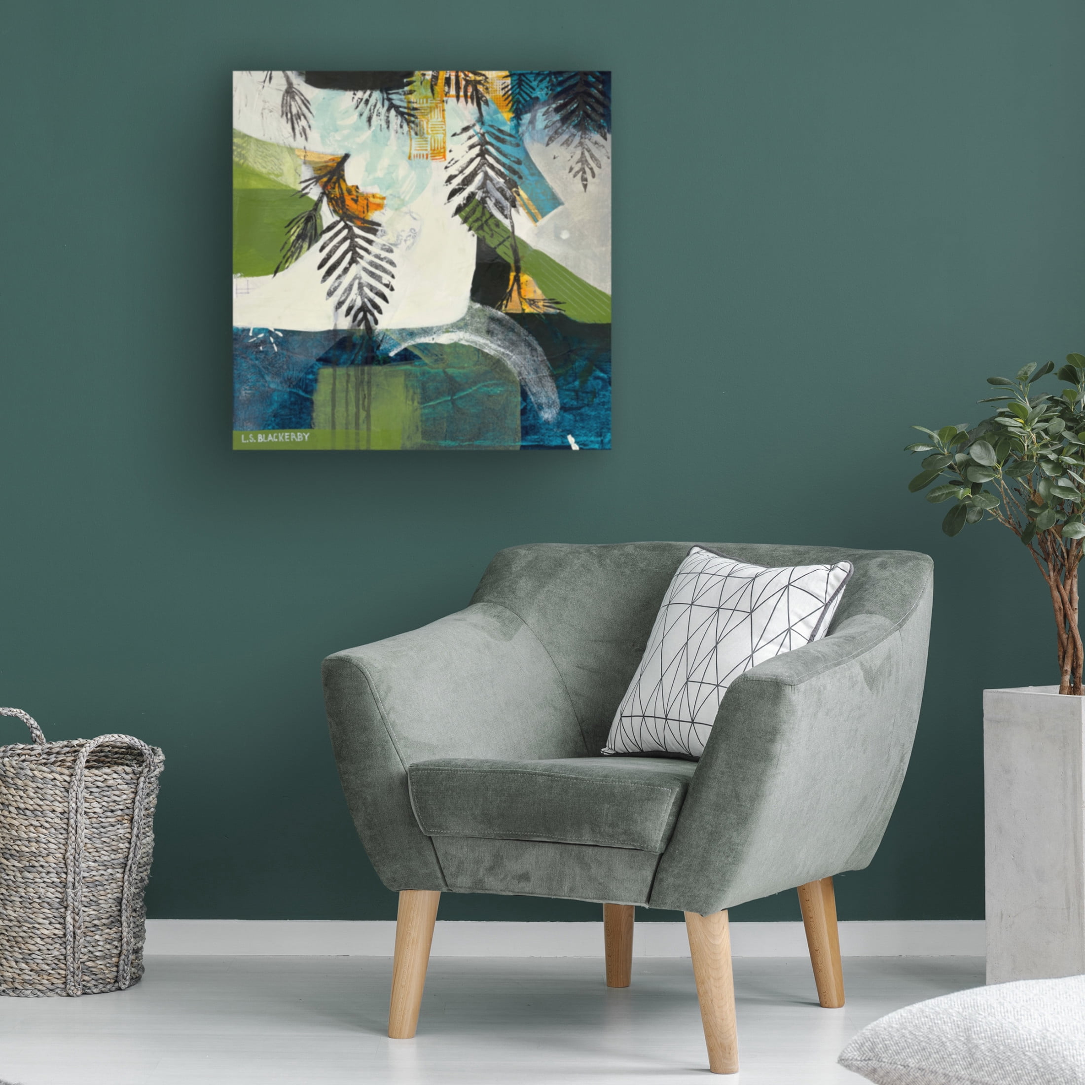 Canvas Wall Art - Linda S. Blackerby 'Woodlands Mountain Lake 4' Wall Art for Living Room, Bedroom, or Office Décor by Trademark Fine Art - 14 x 14 Inches