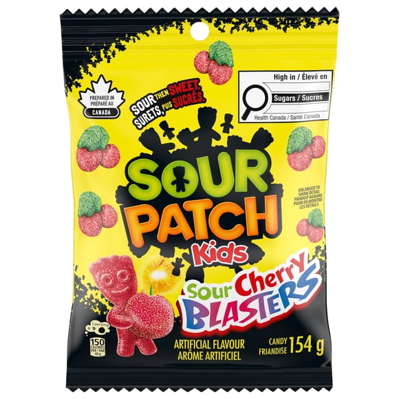 Sour Patch Kids Sour Cherry Blasters Candy, Gummy Candy, Sour then Sweet