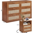 thumbnail image 2 of LEYAOYAO Bedroom Furniture Set, 2 Nightstands with Charging Stations, 6-Drawer Dresser for Large Living Room, Tea Brown, 2 of 9
