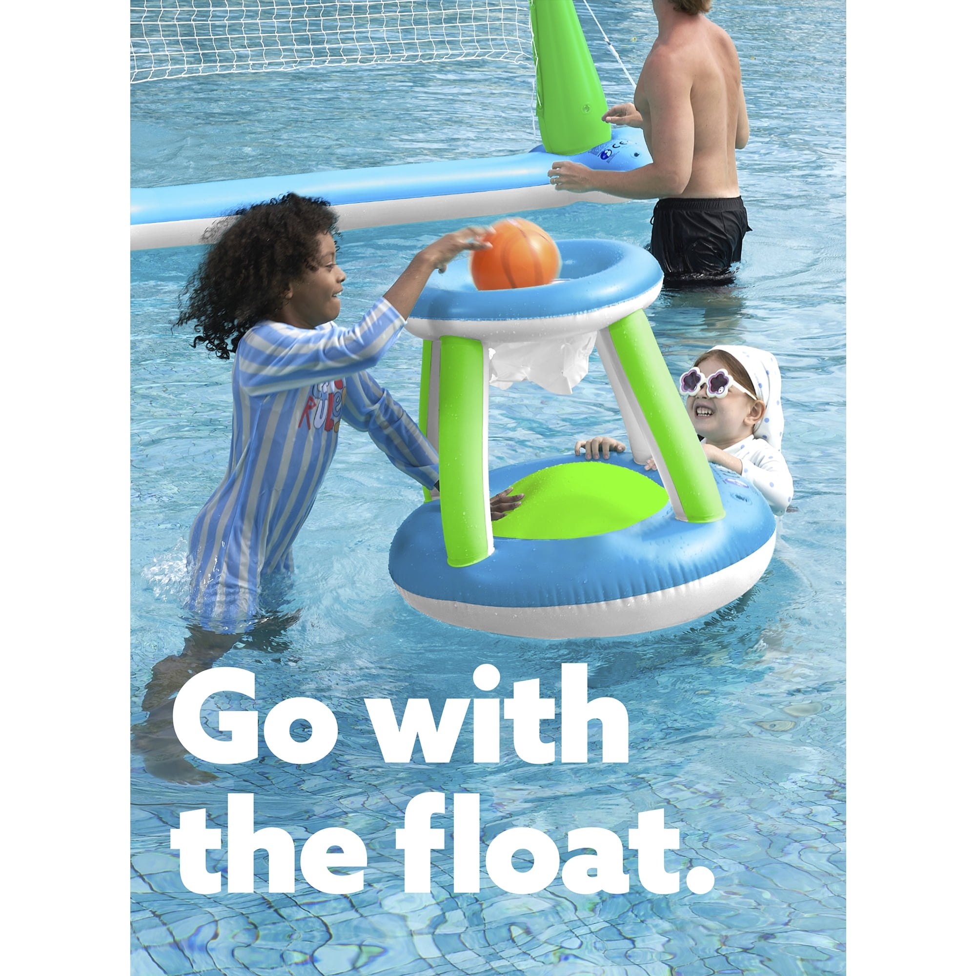 Joyfy Pool Toys with Pool Volleyball & Pool Basketball Hoop, Summer Pool Game for Kids and Pool Floats for Adults